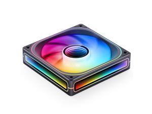 JONSBO ZB-120BR (Reversed) PC Case Fan, Silent Computer Fan with Axis & 4-Sides Infinity Mirror Fan 2400RPM,3Pin ARGB , 4Pin PWM Integrated M&F head,3Pin ARGB, Black