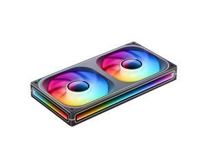 JONSBO ZB-240BR (Reversed ) PC Case Fan, Silent Computer Fan with Axis & 4-Sides Infinity Mirror, All-IN-One, Single Frame Unit with 2x120mm ARGB Fans, 4 Pin PWM,3Pin ARGB, Fan 2400RPM, Black