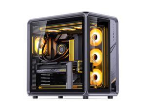 JONSBO BO400 ATX Computer Case, Aluminum Frame, SP Back-Connect MB,High Comp PC Case,SP GPU 435mm/PSU 200mm/AIO360x3,3 Sided View,Top Front Interchangeable Glass/Mesh Desktop Display Chassis, Gray