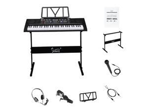 61-Key Electronic Keyboard Portable Digital Music Piano with Touch Sensitive Keys, Piano Stand, Built In Speakers, Headphone, Microphone, USB Port & Teaching Modes for Beginners 61-Key Electronic Keyboard Portable Digital Music Piano with Touch Sensitive Keys, Piano Stand, Built In Speakers, Headphone, Microphone, USB Port & Teaching Modes for Beginners