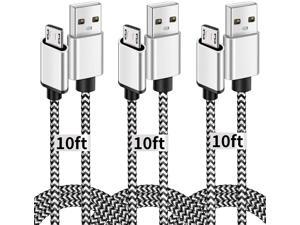 USB Cable, 10ft 3 Pack Extra Long Charging Cord Nylon Braided High Speed Durable Fast Charging USB Charger Android Cable for Samsung Galaxy S7 Edge S6 S5,Android Phone,LG USB Cable, 10ft 3 Pack Extra Long Charging Cord Nylon Braided High Speed Durable Fast Charging USB Charger Android Cable for Samsung Galaxy S7 Edge S6 S5,Android Phone,LG