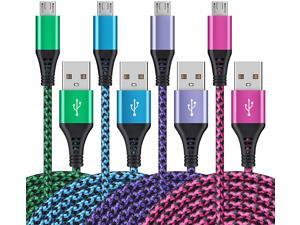 USB Cables [4Pack/6Ft] AILKIN Android USB 2.0A Male to Micro B Charger Cord, Fast Charging Speed Data Transmission Nylon Colored Braided Powerline Cable for Samsung Galaxy, Nexus, PS, Moto, Fire
