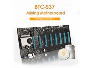 BTC-S37 Mining Motherboard, Mining Machine Motherboard CPU 8 Video Card Slots  8 GPU DDR3 Memory Integrated, Onboard Memory, VGA Interface Low Power Consume for Mining Machine
