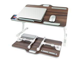 Laptop Bed Tray Table, Kavalan Portable Standing Desk, Foldable Laptop Bed Stand w/Top Handle, Storage Drawer & Phone/Pen Slot, Lap Desk for Working, Eating, Reading on Bed, Sofa & Couch, Oak