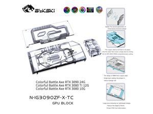 Bykski GPU Block With Active Waterway Backplane Cooler For Colorful Battle Axe RTX 3090 3080Ti 3080 N-IG3090ZF-TC
