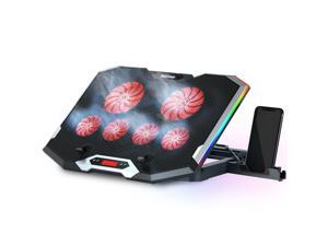 TopMate C11 Laptop Cooling Pad RGB Gaming Notebook Cooler, Laptop Fan Stand Adjustable Height with 6 Quiet Fans and Phone Holder, Computer Chill Mat, for 15.6-17.3 Inch Laptops - Red LED Light