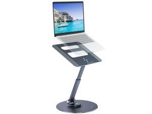 Standing Laptop Stand for Desk Adjustable Height Angle Swivel Laptop Riser, MOOJAY Foldable Aluminium Computer Stands 360 Rotating Vented Notebook Holder Lift, for 10-17" Laptops/MacBook - Black