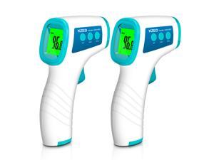 KZED LCD Digital Thermometer, Professional Non Contact Infrared Thermometers with Instant Accurate Reading and Fever Alarm, Memory Recall for Humans Forehead,Adult,Kids(Blue,2PCS)