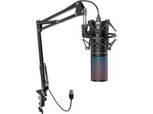 RGB Gaming Mic TONOR USB PC Microphone with Adjustable Boom Arm Quick Mute Button for Streaming Podcasting Recording Singing Condenser Cardioid Microfono Kit for PS45 Twitch Gamer YouTuber Q9S