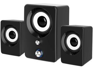 Computer Speakers 2.1 Subwoofer, 3.5mm Jack PC Speakers Wired with Subwoofer, USB Powered Multimedia 2.1 Channel for Desktop, Windows, Laptop, Tablets, Smartphone, PC, Gaming Black