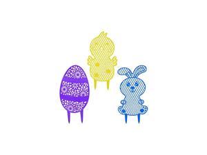 Shaped Yard Stake Bundle Three 3 165in Plastic Garden Yard Stakes Blue Bunny Yellow Chick and Purple Egg