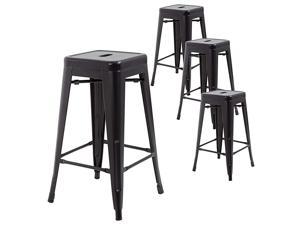 Metal Bar Stools Set of 4 Counter Height Barstool Stackable Barstools 24 Inch 30 Inch Indoor Outdoor Patio Bar Stool Home Kitchen Dining Stool Backless Bar Chair Black 30quot