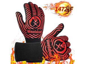 Hot BBQ Gloves Heat Resistant Kitchen Oven Mitts Professional Long Heat Resistant Cooking Gloves for GrillGrillingSmokerBarbeque135 inchRed