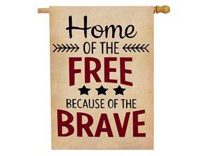4th of July Home of The Free Patriotic House Flag 28 x 40 Double Sided Quote Burlap Garden Yard Decoration USA Decorative Seasonal Outdoor Décor Large Flag Spring Summer US Independence Day