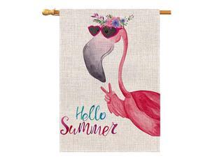 Summer Flamingo Large House Flag Vertical Double Sided 28 x 40 Inch Floral Burlap Yard Outdoor Decor Summer Flamingo Large House Flag Vertical Double Sided 28 x 40 Inch Floral Burlap Yard Outdoor Decor