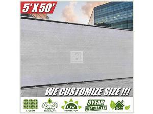 5 x 50 Grey Fence Privacy Screen Windscreen Cover Fabric Shade Tarp Netting Mesh Cloth Commercial Grade 170 GSM Cable Zip Ties Included We Make Custom Size