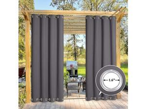 Long Outdoor Curtain Sunblock with Silver Rustproof Grommets Top and Bottom Thermal Insulated Blackout Outdoor CurtainDrape Protect Privacy for Patio Single Piece W52 x L95 Grey