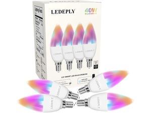 E12 Candelabra LED Smart Bulb, Dimmable WiFi Light Bulbs 5W(40W Equivalent), RGB Color Changing, Tunable White 2700K-6500K, Compatible with Alexa, Google Assistant, Chandelier Ceiling Fan Bulbs 4Pack E12 Candelabra LED Smart Bulb, Dimmable WiFi Light Bulbs 5W(40W Equivalent), RGB Color Changing, Tunable White 2700K-6500K, Compatible with Alexa, Google Assistant, Chandelier Ceiling Fan Bulbs 4Pack