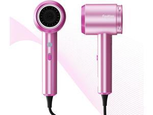 Ionic Hair Dryer,  Fast Drying Blow Dryer, 100 Million Negative Ion, Low Noise Lightweight Blowdryer for Shiny Hair, with Rotating Magnetic Nozzle, for Travel, Dog & Curly Hair, Purple Pink