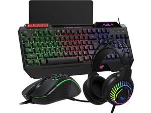 Orzly Pink Gaming Keyboard and Mouse Headset Headphones and Mouse Pad, Wired LED RGB Backlight Bundle Pink PC Accessories for Gamers and Xbox and PS4