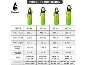 Farsea 40 Oz Insulated Water Bottle With Paracord Handle & 2 Lids - Stainless Steel, Wide Mouth - View #12