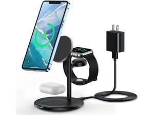 3 in 1 Wireless Charging Station for Apple Device Standard 15W Fast Wireless MagSafe Charger Stand with QC30 Adapter for iPhone 14 13 12 Pro MaxPlusProMiniiWatch Ultra87SE65432 AirPods