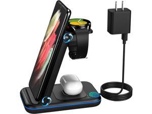 Wireless Charger for Samsung HOLYJOY 3 in 1 Fast Charging StationDock Compatible with Samsung Galaxy S23 UltraS22S21S20Note 20Note 10 Galaxy Watch 543Active 21LTE BudsLive Black