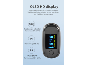 Fingertip Oximeter Pulse Oximeter Oxygen Saturation Meter SPO2, PR And PI Reading Blood Pressure Monitor. No Bluetooth. Black Color.