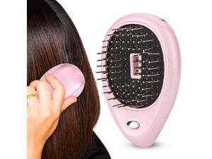Electric Ion Hair Brush, Mini Negative Ion Hair Comb for Combing Hair and Head Massage, Portable Vibration Massage Hair Comb for All Hair Types (Pink)