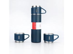 Coffee Travel Mug, Stainless Steel Thermo Coffee Tumbler 500ml/16.9oz set with 2 extra Cups for Coffee Hot drink and Cold drink water flask, Travel Coffee Mug Thermal, Navy Blue
