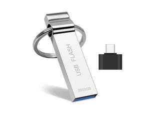 2TB USB Flash Drive, Thumb Drive High Speed USB Drive, Portable 2000GB Large Capacity USB Memory Stick, Waterproof Durable Jump Drive Storage Drive with Keychain