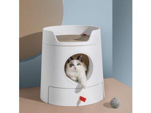 Mayitwill XL Castle 2 in 1 Front-Entry Cat Litter Box with Scratch Basin, Scoop included, White Mayitwill XL Castle 2 in 1 Front-Entry Cat Litter Box with Scratch Basin, Scoop included, White