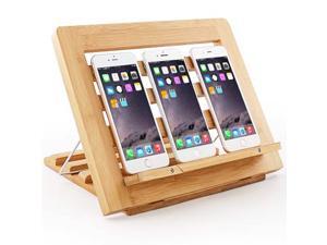 Cell Phone Stand, Tablet Holder, Natural Bamboo Rack, Foldable Wood Stand for Multi Devices, Adjustable Reading Book Recipe Holder (Pezin & Hulin) Cell Phone Stand, Tablet Holder, Natural Bamboo Rack, Foldable Wood Stand for Multi Devices, Adjustable Reading Book Recipe Holder (Pezin & Hulin)