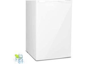 Energy Efficient Silent Freezer Single Door Mini Fridge with Reversible Door 7-Grade Adjustable Temperature Removable Shelf for Office/Home/Dorm, White