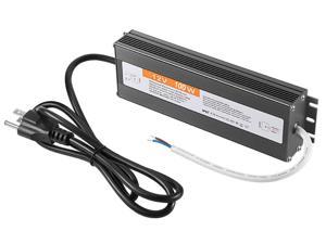 LED Driver, Lurkwolfer 100 Watts 110V-250V AC to 12V DC Low Voltage Output,IP67 Waterproof Power Supply with 3-Prong Plug 3.3 Feet Cable for LED Light,Computer Project, Outdoor Light