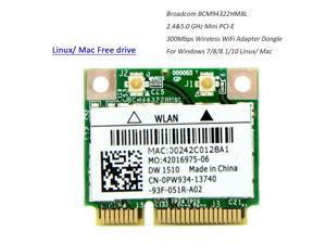 Weastlinks BCM94322HM8L DW1510 BCM94322 Dual Band 300Mbps Mini PCIE WiFi Wireless Network Card 802.11a/b/g/n DW1510 for Mac OS/hackintosh