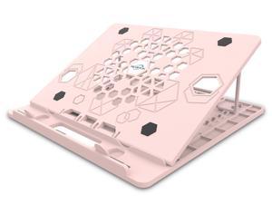 AICHESON Laptop Computer Stand, Portable Ergonomic Ventilated Adjustable Pads, X5 Macaron Pink