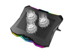 AICHESON Laptop Cooling Cooler Pad with RGB Lights for 15.6-17.3 Inch Computer Notebooks, Metal Panel, 3 Cooling Fans