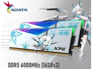 ADATA XPG LANCER RGB SE7EN Limited Edition DDR5 Desktop Memory, ADATA&ASUS ROG STRIX Collaboration, 32GB (2x16GB)  6000 MHz | RAM Upgrade | PMIC + ECC - Intex XMP 3.0 Compatible,Snow/White UDIMM