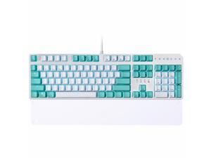ASUS THE 7X ONE Edition Wired Mechanical Gaming Keyboard, White and Green Mechanical Keyboard, Blue Switch/104 Keys/ RGB Backlit/ NKRO/ Magnetic Palm Rest/USB 2.0/SUPPORT AURA SYNC, White Keyboard
