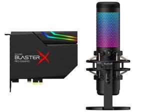 HyperX QuadCast S - RGB USB Condenser Microphone for PC, PS4, Mac, Gaming, Streaming, Podcasts, Twitch, YouTube And Creative Sound BlasterX AE-5 Plus 32-bit 384 KHz PCI-e Interface Sound Card