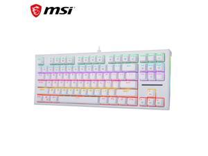 MSI VIGOR GK50Z Mini Gaming Keyboard - White, RGB LED Backlit Illuminated 87 Key Keyboard, NKRO (N-key roll-over), Red Switches, PBT keycap, For Windows PC Games, White Keyboard