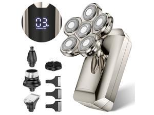 Head Shavers for Bald Men, BABONIR 5-in-1 6D Floating Electric Razor with LED display for gift, IPX7 Portable Travel Electric Shaver for Men with 1.5H USB C Faster Charge for Nose Hair, Beard and Hair