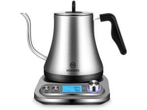MOOSOO Electric Gooseneck Kettle with Variable Temperature Control & Presets, Pour Over Coffee/Tea Kettle, 100% Stainless Steel Inner Lid & Bottom,1000W Rapid Heating, 0.8L, Black MOOSOO Electric Gooseneck Kettle with Variable Temperature Control & Presets, Pour Over Coffee/Tea Kettle, 100% Stainless Steel Inner Lid & Bottom,1000W Rapid Heating, 0.8L, Black