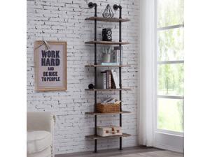 FaaliArt Industrial Bookshelf 6-Tier Modern Ladder Shelf, Vintage Metal Pipes and Wood Shelves, Rustic Display Bookshelf for Storage Collection,Retro Brown FaaliArt Industrial Bookshelf 6-Tier Modern Ladder Shelf, Vintage Metal Pipes and Wood Shelves, Rustic Display Bookshelf for Storage Collection,Retro Brown