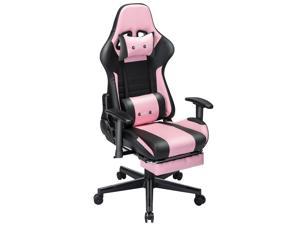 GREAT GOLD Gaming Chair with Footrest and Lumbar Support,Height Adjustable Computer Chair,Computer Racing Chairs-Adults Gamer Ergonomic,with Swivel Seat Pink