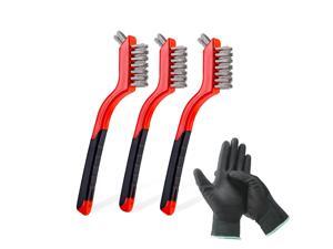 Aimeixin 3 Pcs 7-inch Wire Brush Set - Nylon/Brass/Stainless Steel Brushes Head with Curved Handle Grip PU Nylon Coated Gloves for Rust, Dirt & Paint Scrubbing (3PCS-Stainless Steel) Aimeixin 3 Pcs 7-inch Wire Brush Set - Nylon/Brass/Stainless Steel Brushes Head with Curved Handle Grip PU Nylon Coated Gloves for Rust, Dirt & Paint Scrubbing (3PCS-Stainless Steel)