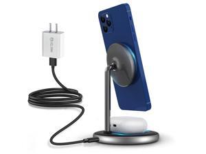 ROBOQI 2-in-1 Magnetic Wireless Charging Stand Wireless Charging Station Dock Compatible with MagSafe Charger for iPhone 12/12 Mini/12 Pro/ 12 Pro Max, Airpod Pro/2. ROBOQI 2-in-1 Magnetic Wireless Charging Stand Wireless Charging Station Dock Compatible with MagSafe Charger for iPhone 12/12 Mini/12 Pro/ 12 Pro Max, Airpod Pro/2.