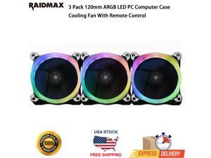RAIDMAX 3 Pack 120mm ARGB LED PC Computer Case Cooling Fan With Remote Control