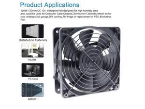 IP68 Waterproof 120mm 12cm (120X120X38mm) Cooling Fan DC12V 3600RPM High Airflow ,for Home Bathroom Grow Room Ventilation Vent Server Radiator IP68 Waterproof 120mm 12cm (120X120X38mm) Cooling Fan DC12V 3600RPM High Airflow ,for Home Bathroom Grow Room Ventilation Vent Server Radiator
